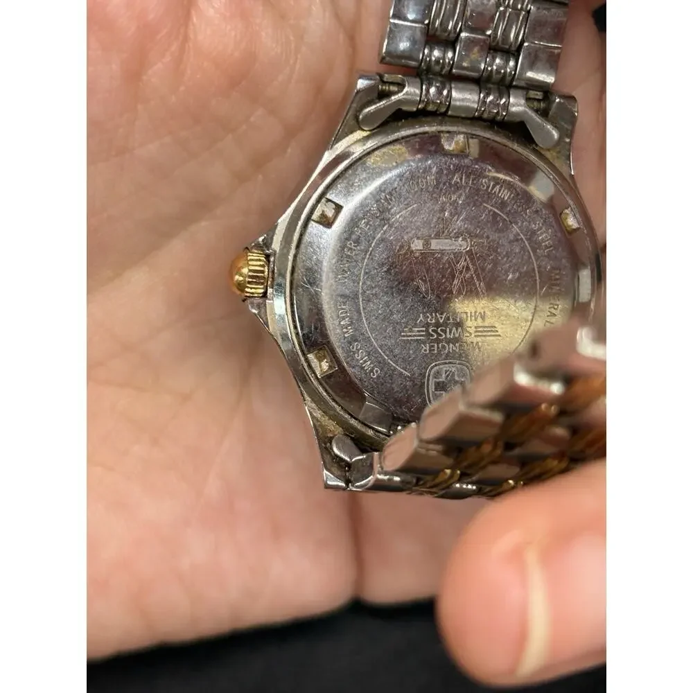 Wenger Swiss Military 79096 Women Silver Gold Tone Stainless Steel Watch 28mm